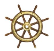 VINTAGE BRASS-MOUNTED SHIP'S WHEEL, 47cms (diam.) at the centre Provenance: private collection
