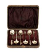 CASED SET OF SIX VICTORIAN SILVER APOSTLE TEASPOONS, Thomas Hayes, Birmingham 1892, 2ozt Provenance: