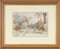 ‡ A. BURGESS-SHARROCKS (British, 1919-1985) watercolour - street scene, signed lower left, 17 x 24.