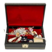 COSTUME JEWELLERY, small assortment including ladies' fashion wristwatches, two cameo brooches,