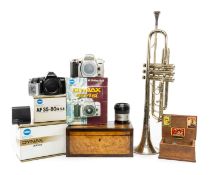 BIRDSEYE MAPLE & ROSEWOOD INLAID BOX, 19th century, 11.5 (h) x 25.5 x 12.5cms; together with a