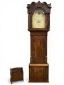 19TH CENTURY MAHOGANY LONGCASE CLOCK, Monks & Son, Prescott, arched painted enamel dial with rolling