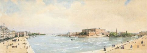 ANNA PALM DE ROSA (Swedish, 1859-1924) watercolour - 'Stockholm', signed and titled lower left, 33 x