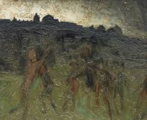‡ GEORGE CHAPMAN (British, worked Wales, 1908-1993) oil on board - children playing, 60 x 74cms