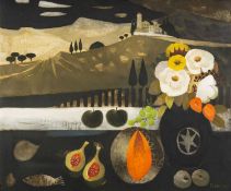 ‡ MARY FEDDEN RA (English, 1915-2012) large oil on canvas - entitled verso 'Near Lucignano',