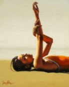 ‡ JOHNNY POPKESS (British, contemporary) oil on canvas - Nirvana, signed, 50 x 40cms, in a
