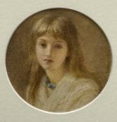 CONSTANCE PHILLOTT RA ARWS (British, 1842-1931) watercolour - portrait of a young girl with blue