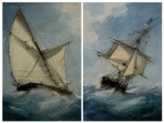WILLIAM EDWARD WEBB (British, c. 1862-1903) pair of watercolours - On Heavy Seas, both signed, 12
