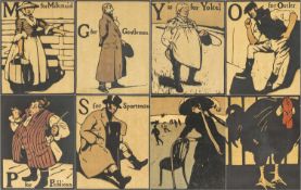 WILLIAM NICHOLSON (British, 1872-1949) eight lithographic prints - The Alphabet, G, M, O, P, S, Y,