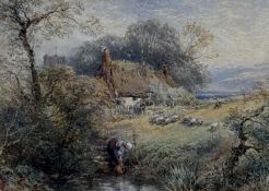 MYLES BIRKET FOSTER RWS (British, 1825-1899) watercolour - 'The Shepherd's Home', signed with a