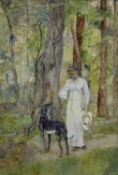 DAVID WOODLOCK (British, 1842-1929) watercolour - 'A Pensive Moment', signed, 37 x 24cms Provenance: