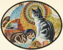 LOUIS WAIN (English, 1860-1939) rare double-sided watercolour and bodycolour - entitled verso '