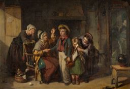 ROBERT THORBURN ROSS RSA (Scottish, 1816 - 1876), oil on canvas - 'Leaving Home', signed and dated