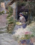 THOMAS MACKAY (British, 1851-1921) watercolour - The Alms Dish, signed, 20.5 x 16cms Provenance: