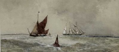 ‡ FRANK HENRY MASON RBA RI RSMA (British, 1875-1965) watercolour - shipping off the Yorkshire coast,