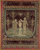 16TH CENTURY VELVET & METAL THREAD EMBROIDERED LITURGICAL PANEL, probably English, c.1535-55, made
