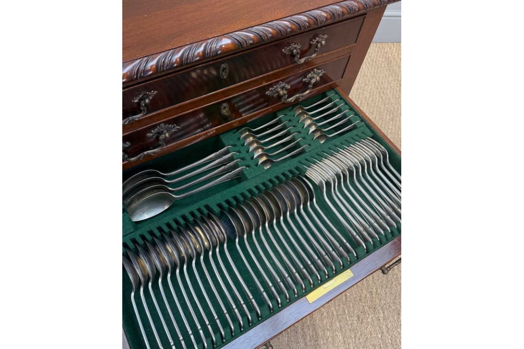 GEORGE VI SILVER 'DUBARRY' PATTERN TABLE SERVICE, John Sanderson & Son, Sheffield 1947/8, 151pc - Image 5 of 10