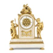 GOOD 19TH CENTURY FRENCH ORMOLU & MARBLE MANTEL CLOCK, Planchon á Paris, arched case with circular