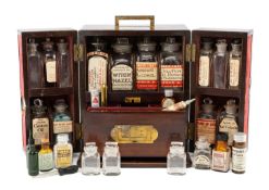 19TH CENTURY MAHOGANY APOTHECARY / MEDICINE CHEST, velvet lined, gilded brass flush handles,