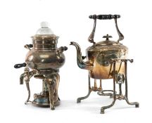 EPNS SPIRIT KETTLE & COFFEE PERCOLATOR, percolator 27cms (h) (2) Provenance: private collection Vale