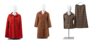 COLLECTION OF WELSH WOOL TAPESTRY GARMENTS, to include Welsh wool four-buttoned coat, geometric