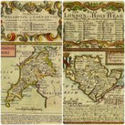 OWEN / BOWEN TWO HAND-COLOURED ENGRAVED MAPS, c. 1720, The Road from London to Holyhead and The Road