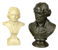 TWO COMPOSITE BUSTS, Shakespeare, 31cms (h), and Beethoven, 28cms (h) Provenance: private collection