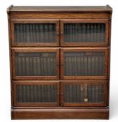VINTAGE MINTY THREE-SECTION GLAZED BOOKCASE, 102 (h) x 90 (w) x 26cms (d); with similar era book