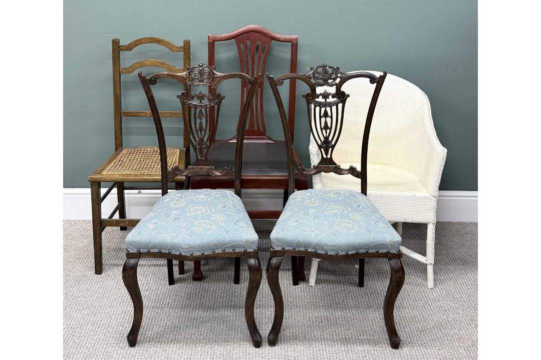 OFFERED WITH LOT 13 - VINTAGE CHAIRS, including a pair of elegant parlour chairs with upholstered - Image 2 of 5