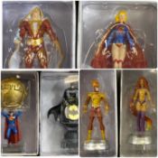 EAGLEMOSS DC COMICS HAND-PAINTED CHESS FIGURES, all in display cases, with a plastic chess board