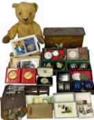 VARIOUS COLLECTABLES, including cased pair of silver serviette rings, nickel cased military