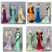 EIGHT 'DECO' FIGURINES, each depicting a lady in Art Deco period dress and limited edition of