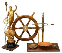 COLLECTABLES, including Victorian pan scales on mahogany base with three brass weights, 56cms (h);