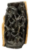 AFRICAN MAKONDE 'TREE OF LIFE' SCULPTURE, carved from a single piece of blackwood, 24cms (h)
