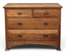 EDWARDIAN OAK CHEST, of two over two long drawers with brass drop handles, 96 (h) x 102 (w) x