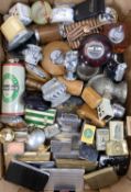 VINTAGE SMOKING ACCESSORIES, including table lighters, cigarette cases, matchbox holders, and