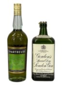 TWO BOTTLES OF SPIRITS being Chartreuse Liqueur par les Pères 700ml bottle, 96º proof, and Gordon'