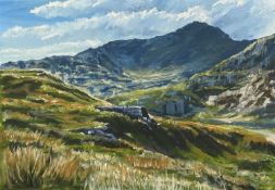‡ LOUISE MORGAN (Welsh Contemporary) oil on canvas - 'Snowdon - Light in the Bowl', signed and dated