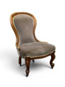 VICTORIAN MAHOGANY LADIES' SPOON-BACK CHAIR, 92 (h) x 60 (w) x 42cms (d) Provenance: private