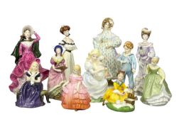 PORCELAIN FIGURINES, Coalport, Royal Doulton and Royal Worcester (11) Provenance: private collection