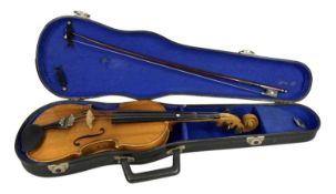 CHINESE LARK VIOLIN, 35cms back, cased with bow Provenance: private collection Gwynedd