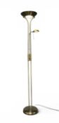 MODERN BRASS-COLOURED UPLIGHTER STANDARD LAMP, with reading light, 181cms (h), E/T Provenance: