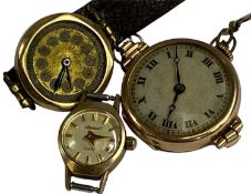 TWO VINTAGE 9CT GOLD WRISTWATCHES, one with bracelet, 23.8g gross Provenance: deceased estate Ynys