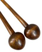 TWO SOUTH AFRICAN CLUBS, knobkerrie, longest 79cms (2) Provenance: private collection Gwynedd