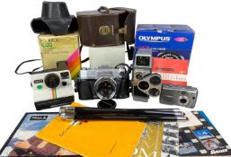 VINTAGE CAMERAS & ACCESSORIES, including Mamiya Prismat CPH film camera with case and box, Bell &