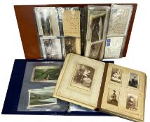 ANTIQUE VINTAGE POSTCARDS, including humorous and local views, and Victorian leather-bound