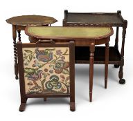 FURNITURE ITEMS, to include two-tier tea trolly, tooled console table etc. (4) Provenance: private