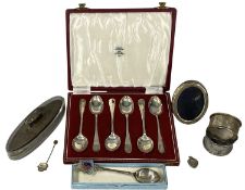 SILVER COLLECTABLES, including cased set of six teaspoons, each with a mark of one of the six