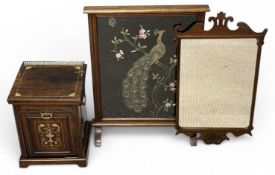 VINTAGE FURNISHING ITEMS, to include Victorian rosewood fall-front coal bucket, with galleried top