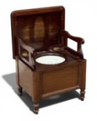 VICTORIAN MAHOGANY BOX SEAT COMMODE, 97 (h) x 55 (w) x 46cms (d) (open) Provenance: private
